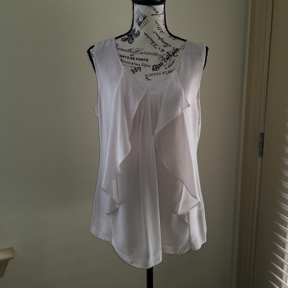 Gap Fully Lined Sleeveless Ruffled Sheer Blouse